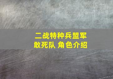 二战特种兵盟军敢死队 角色介绍